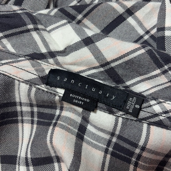 Sanctuary Black and White Plaid Button-Down Boyfriend Shirt - Picture 8 of 8